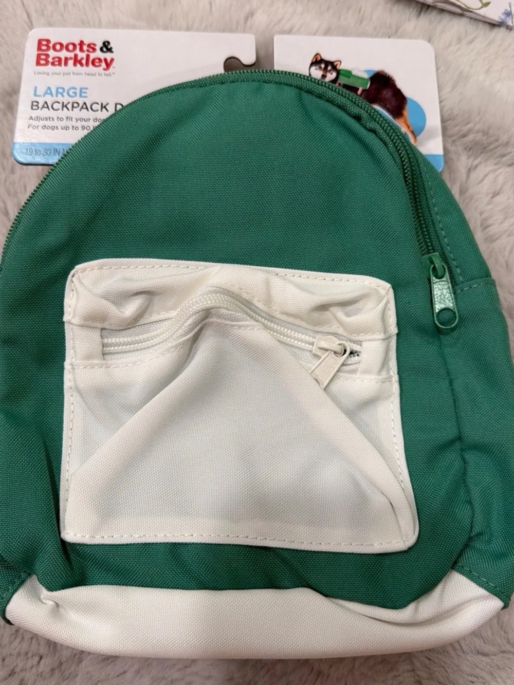 Boots & Barkley Green Dog Backpack Harness with Multicolor Straps